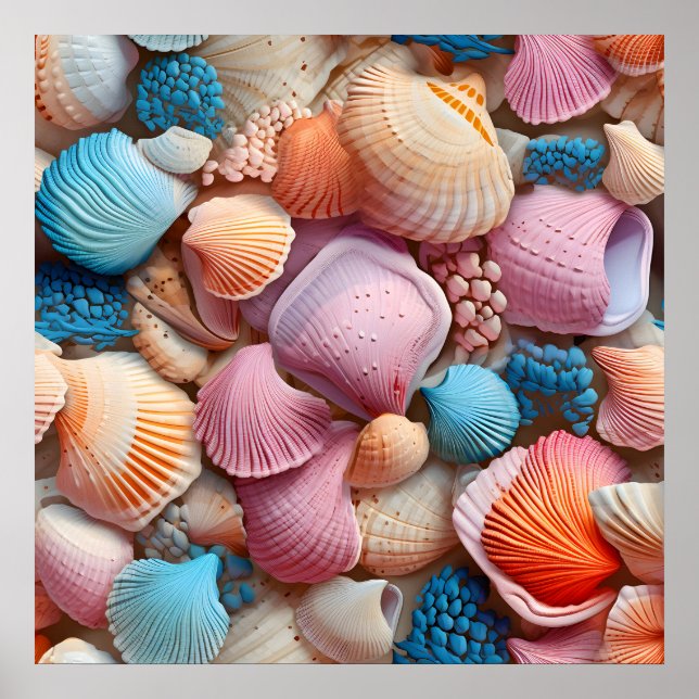 Seaside Seashells Art Poster (Front)