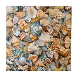 Seaside Seashells Ceramic Tile