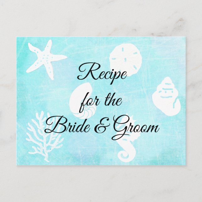 Seaside Seashells Recipe for the Bride Wedding Postcard (Front)