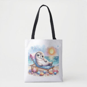 Seaside Serenity: A Seal's Vacation Bliss Tote Bag
