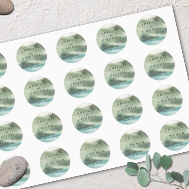 Seaside Serenity Blue Green Cream Classic Round Sticker (Creator Uploaded)