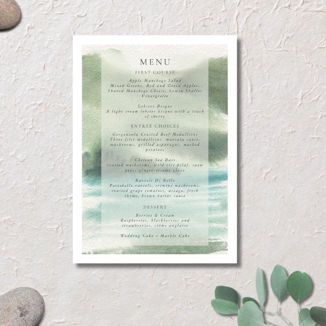 Seaside Serenity Blue Green Cream Menu (Creator Uploaded)