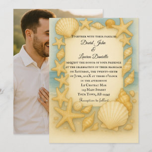 Seaside Shells Photo Wedding Invitation