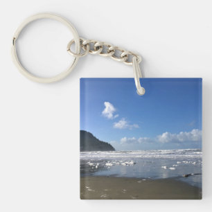 Seaside Shore in Winter, Oregon Coast Key Ring