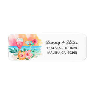 Seaside Sippin'   Tropical Beach Return Address Label