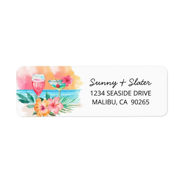 Seaside Sippin' | Tropical Beach Return Address Label (Front)