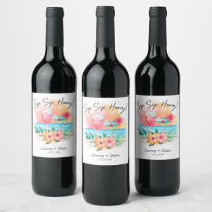 Seaside Sippin' Tropical Beach Sip Sip Hooray Wine Label