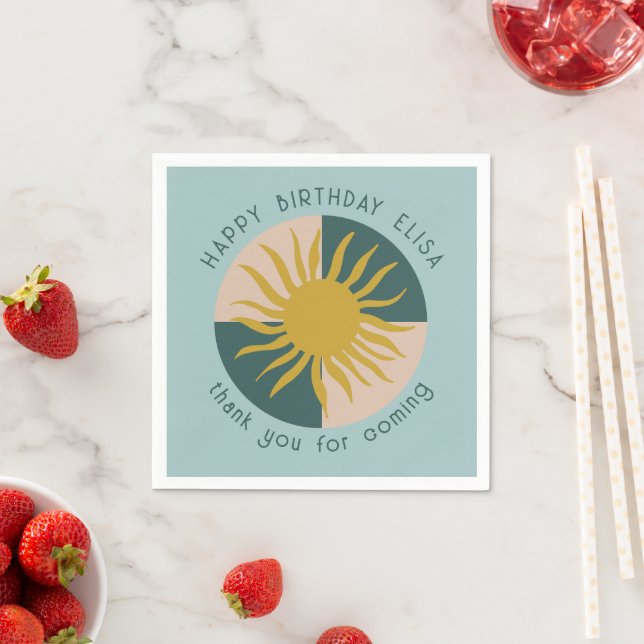 Seaside Soiree BIRTHDAY PARTY Modern Cute CUSTOM Napkin (Insitu)