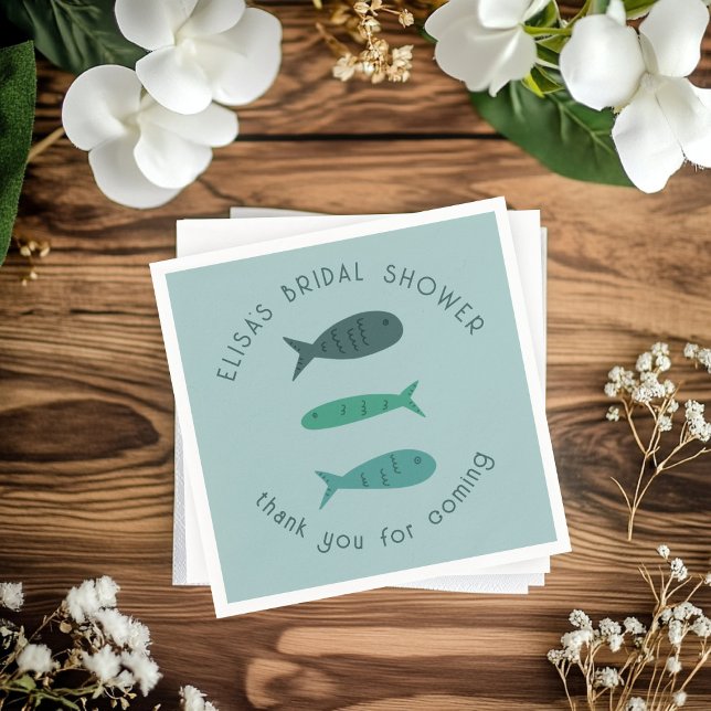 Seaside Soiree Bridal Shower Cute Fishes CUSTOM Napkin (Seaside Soiree Bridal Shower Cute Fishes CUSTOM Napkins
)