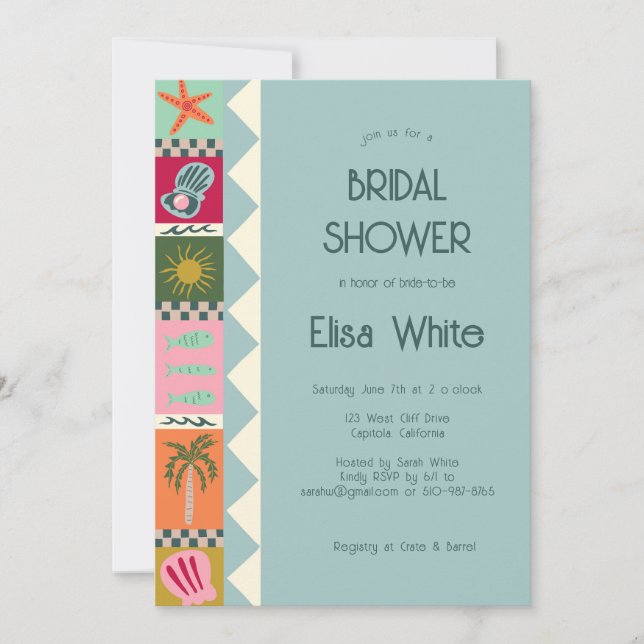 Seaside Soiree Bridal Shower Modern Cute CUSTOM Invitation (Front)
