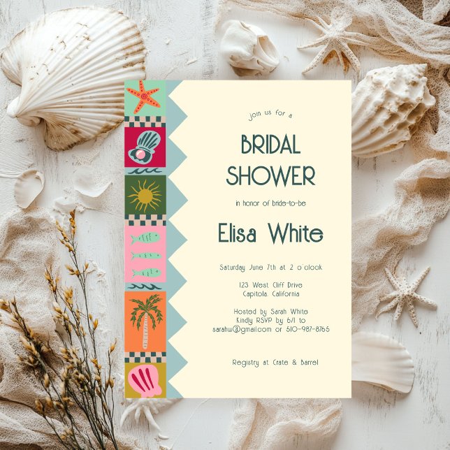 Seaside Soiree Bridal Shower Modern Cute CUSTOM Invitation (Seaside Soiree Bridal Shower Modern Cute CUSTOM Invitation
)