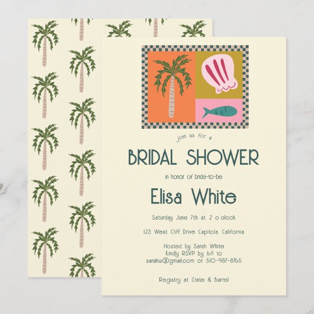 Seaside Soiree Bridal Shower Modern Cute CUSTOM Invitation (Front/Back)