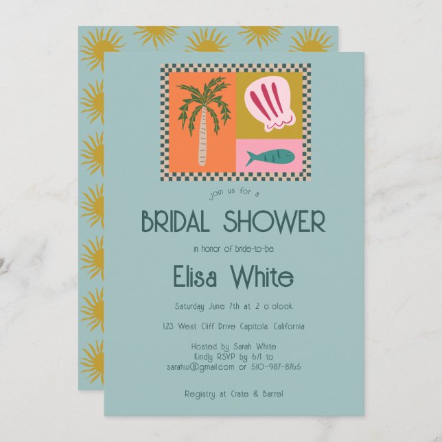 Seaside Soiree Bridal Shower Modern Cute CUSTOM Invitation (Front/Back)
