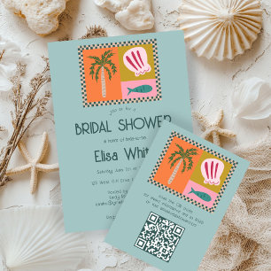 Seaside Soiree Bridal Shower Modern Cute CUSTOM QR Enclosure Card