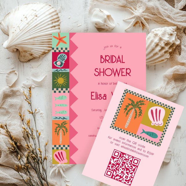 Seaside Soiree Bridal Shower Modern Cute CUSTOM QR Enclosure Card (Seaside Soiree Bridal Shower Modern Cute CUSTOM Enclosure Card
)