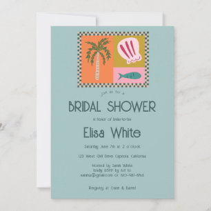 Seaside Soiree Bridal Shower Modern Cute CUSTOM QR Invitation