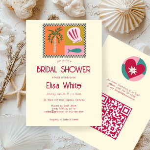 Seaside Soiree Bridal Shower Modern Cute CUSTOM QR Invitation