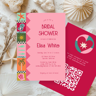 Seaside Soiree Bridal Shower Modern Cute CUSTOM QR Invitation