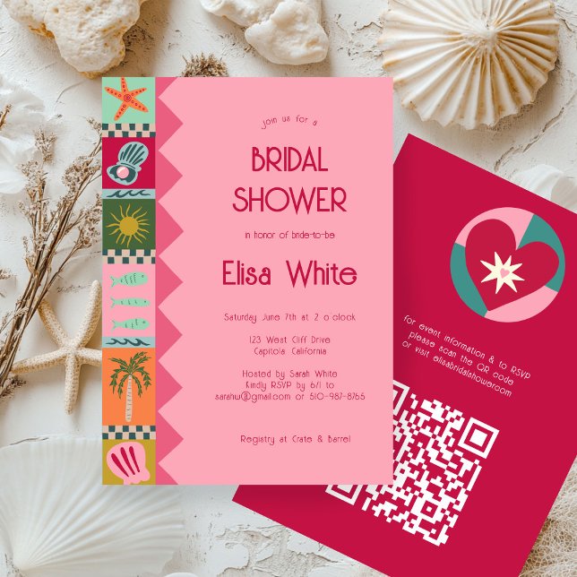 Seaside Soiree Bridal Shower Modern Cute CUSTOM QR Invitation (Seaside Soiree Bridal Shower Modern Cute CUSTOM QR Invitation
)