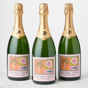 Seaside Soiree Bridal Shower Modern Cute CUSTOM Sparkling Wine Label