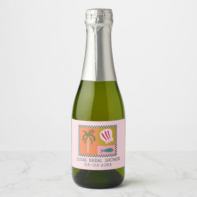 Seaside Soiree Bridal Shower Modern Cute CUSTOM Sparkling Wine Label (Front)