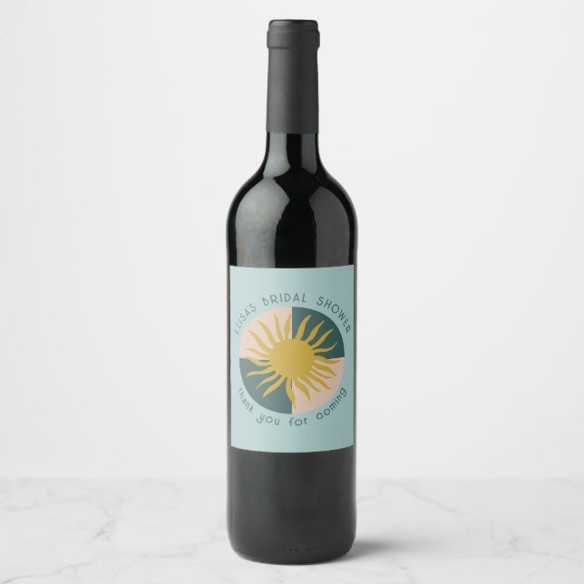 Seaside Soiree Bridal Shower Modern Cute CUSTOM Wine Label (Front)