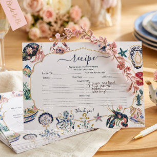 Seaside Soirée Coastal Bridal Shower Recipe Card