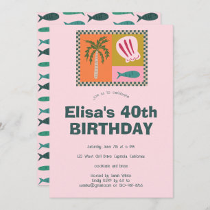Seaside Soiree  Modern Cute CUSTOM Birthday Party Invitation