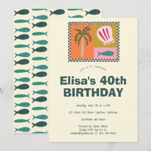 Seaside Soiree Modern Cute CUSTOM Birthday Party Invitation