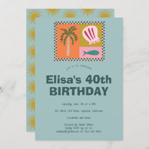 Seaside Soiree Modern Cute CUSTOM Birthday Party Invitation