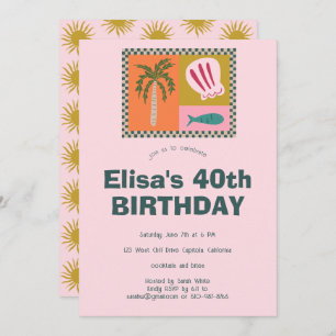 Seaside Soiree  Modern Cute CUSTOM Birthday Party Invitation