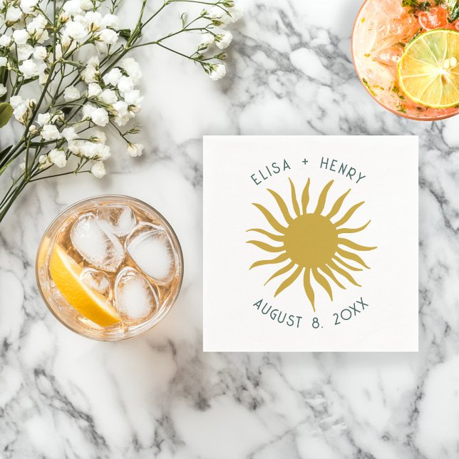 Seaside Soiree WEDDING Engagement Cute Sun CUSTOM Napkin (Seaside Soiree WEDDING Engagement Cute Sun CUSTOM Napkins
)