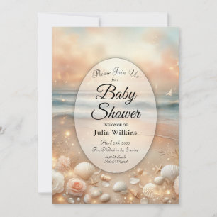 Seaside Sparkle and Sunset Dreams Baby Shower Invitation