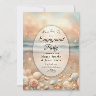 Seaside Sparkle and Sunset Dreams Engagement Party Invitation
