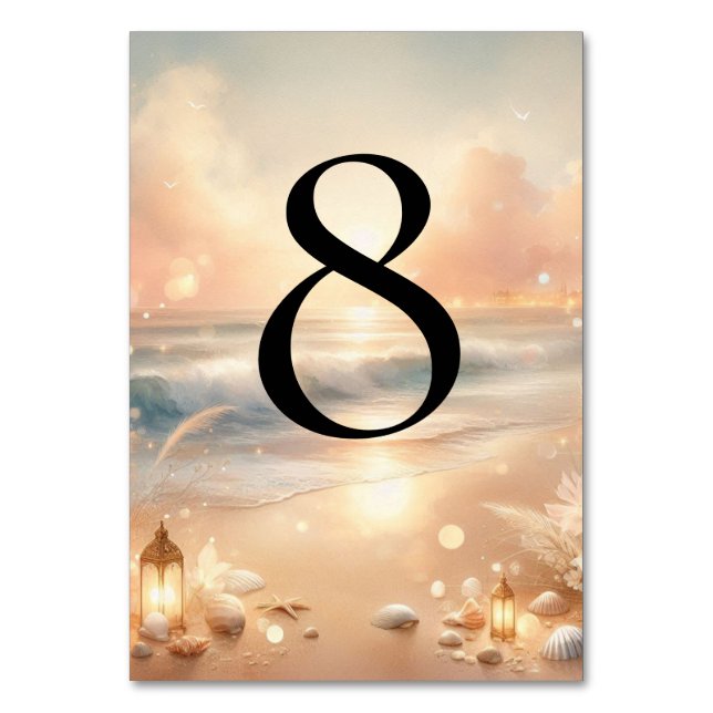 Seaside Sparkle and Sunset Table Number w Names (Front)