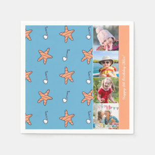 Seaside Stars and Music Notes Happy Birthday Photo Napkin