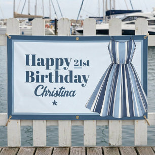 Seaside Stripes Celebration Birthday  Banner