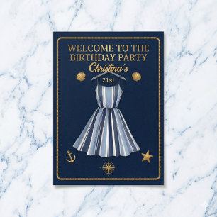 Seaside Stripes Celebration Birthday Poster