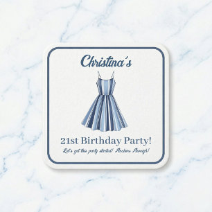 Seaside Stripes Celebration Square Paper Coaster