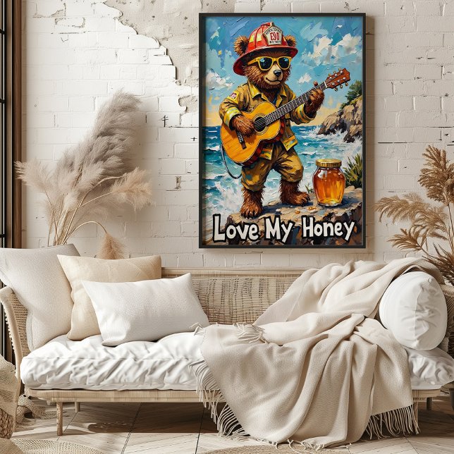 Seaside Strums: Bear's Sweet Melody Poster (Creator Uploaded)