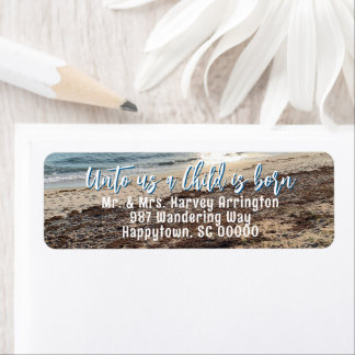 Seaside Sunrise Christian Christmas Return Address Label