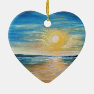 Seaside Sunrise Ocean Sunset Radiant Seascape Pain Ceramic Ornament