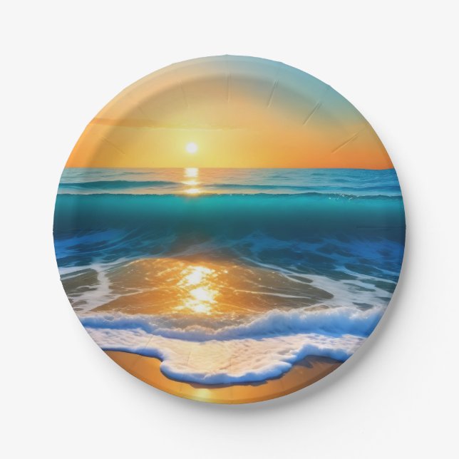 Seaside Sunset Paper Plate (Front)