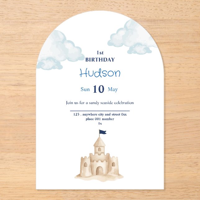Seaside Sunshine 1st Birthday Invitation (Front)