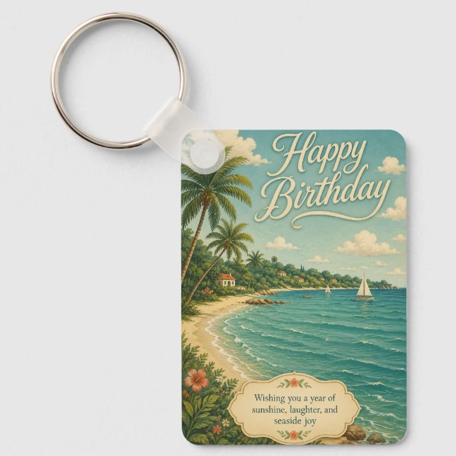 Seaside Sunshine Birthday Escape Key Ring (Front)