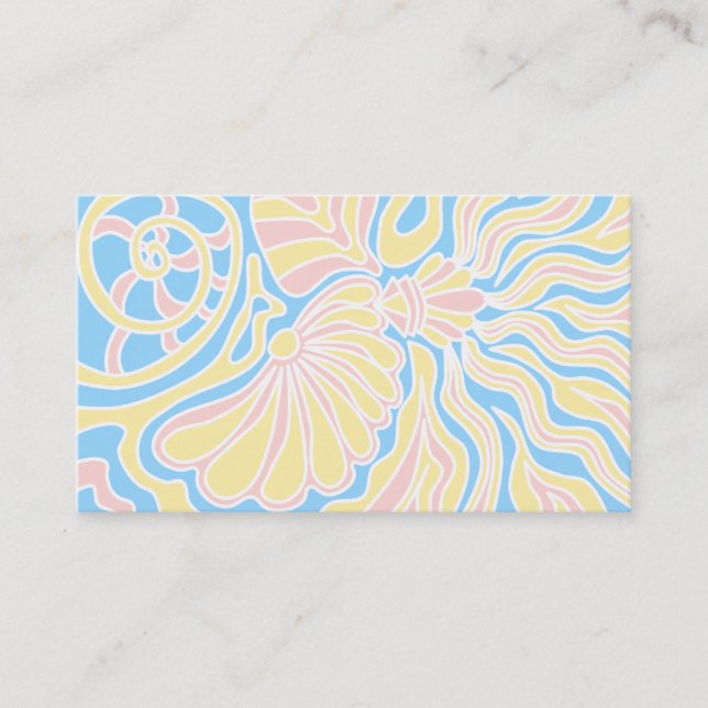 Seaside Themed Design in Pastel Colours. Business Card (Front)