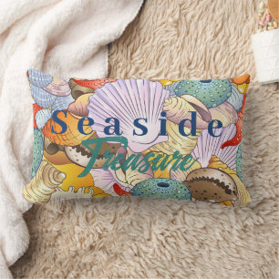Seaside Treasure Marine Life Decorative Seashells Lumbar Cushion