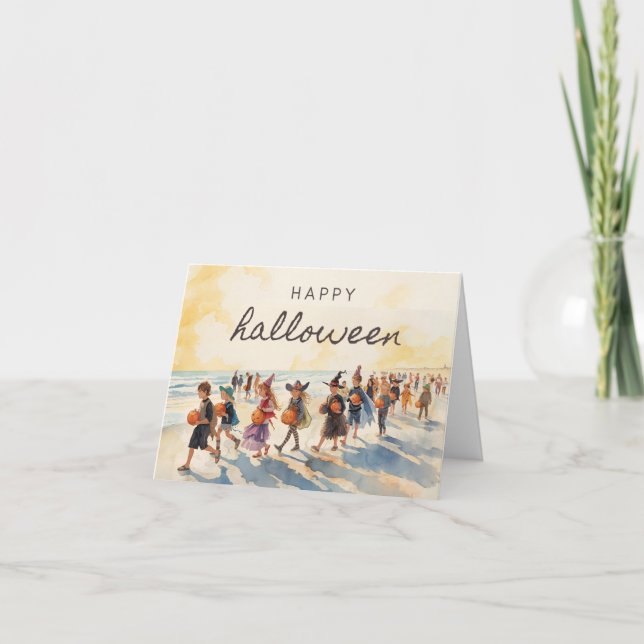 Seaside Trick-or-Treat – Coastal Halloween Card (Front)