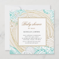 seaside turquoise gold coastal baby shower