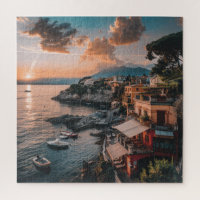 Seaside Village at Sunset - Italian Summer Charm